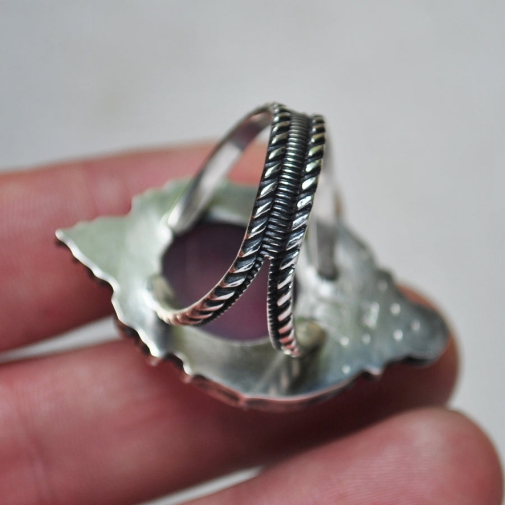 DarkFawn Lunar Dew Purple Chalcedony Ring - Picture 2 of 11